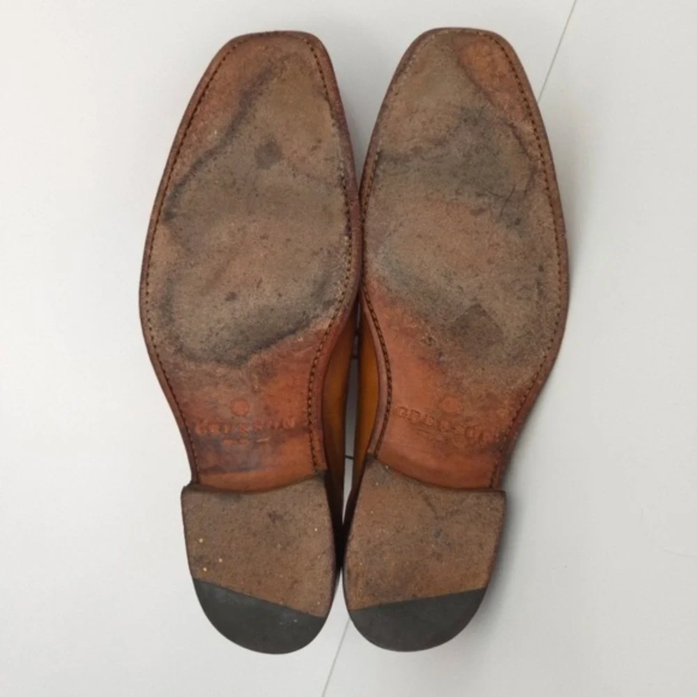Grenson Tan‎ Brown Leather Wingtip Oxford Dress Shoes- Men's 12
